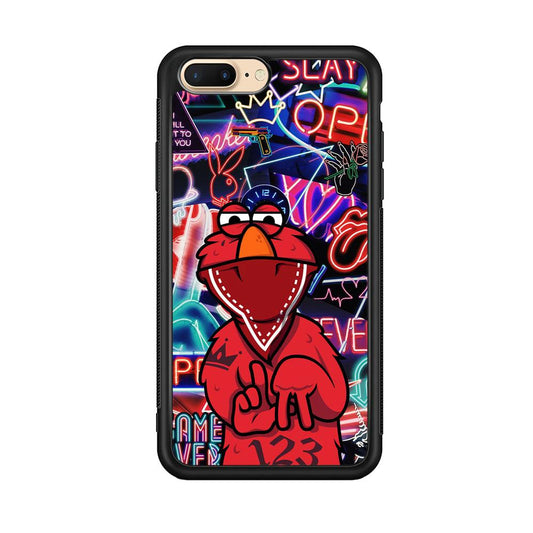 Elmo Rapping The Night iPhone 7 Plus Case-Rubber Black (2D Case)-Oxvistore