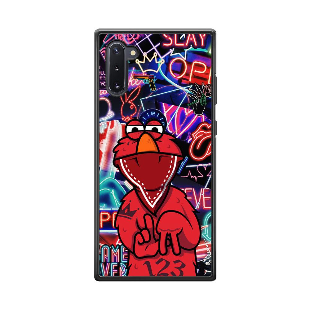 Elmo Rapping The Night Samsung Galaxy Note 10 Case-Rubber Black (2D Case)-Oxvistore