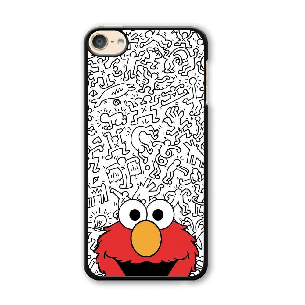 Elmo in Doodle Screen iPod Touch 6 Case-Plastic Black (2D Case)-Oxvistore