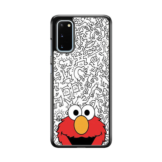 Elmo in Doodle Screen Samsung Galaxy S20 Case-Rubber White (2D Case)-Oxvistore