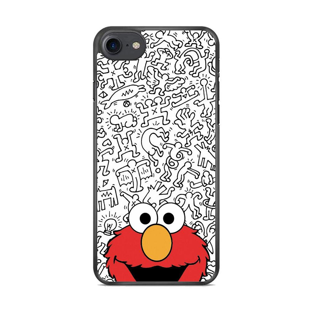 Elmo in Doodle Screen iPhone 7 Case-Rubber White (2D Case)-Oxvistore
