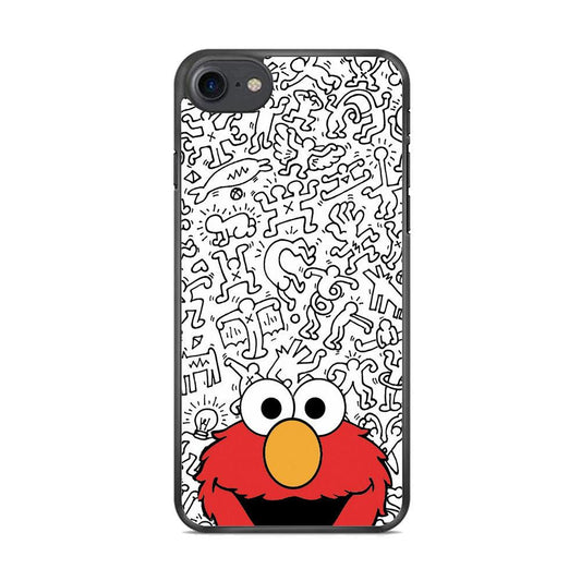 Elmo in Doodle Screen iPhone 7 Case-Rubber White (2D Case)-Oxvistore