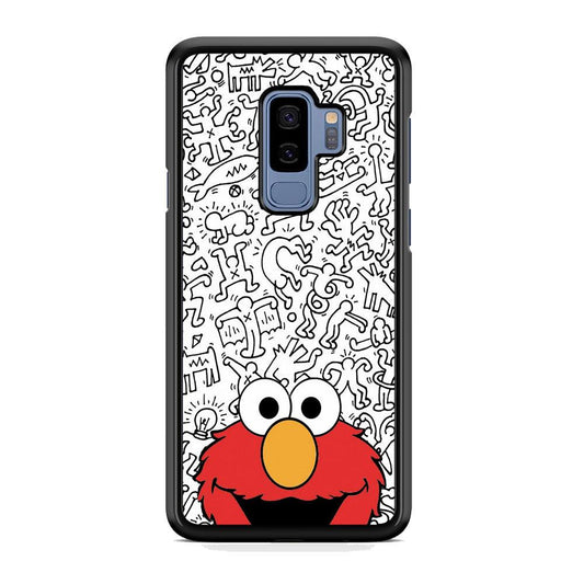 Elmo in Doodle Screen Samsung Galaxy S9 Plus Case-Rubber White (2D Case)-Oxvistore