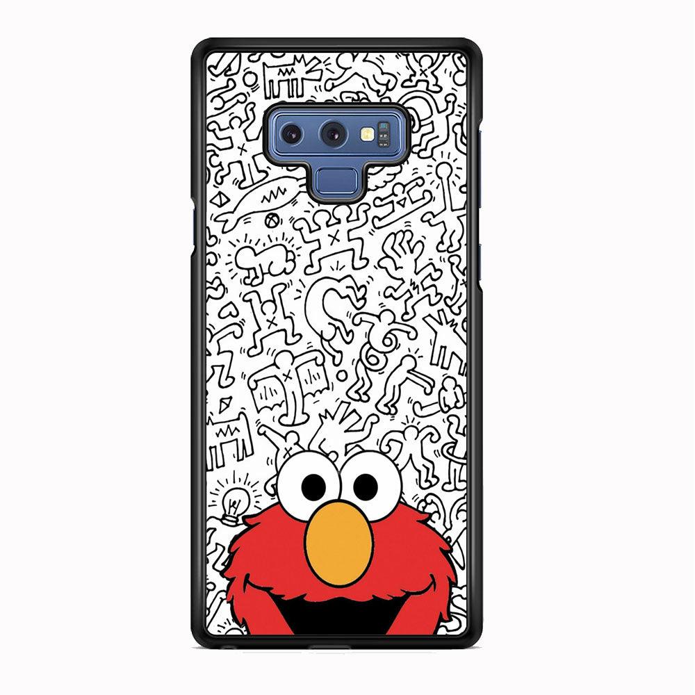 Elmo in Doodle Screen Samsung Galaxy Note 9 Case-Rubber Black (2D Case)-Oxvistore