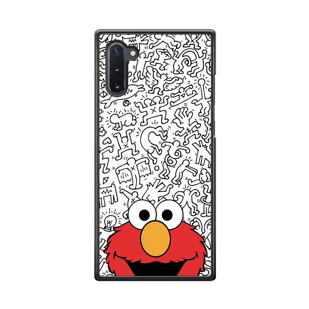 Elmo in Doodle Screen Samsung Galaxy Note 10 Case-Rubber Black (2D Case)-Oxvistore