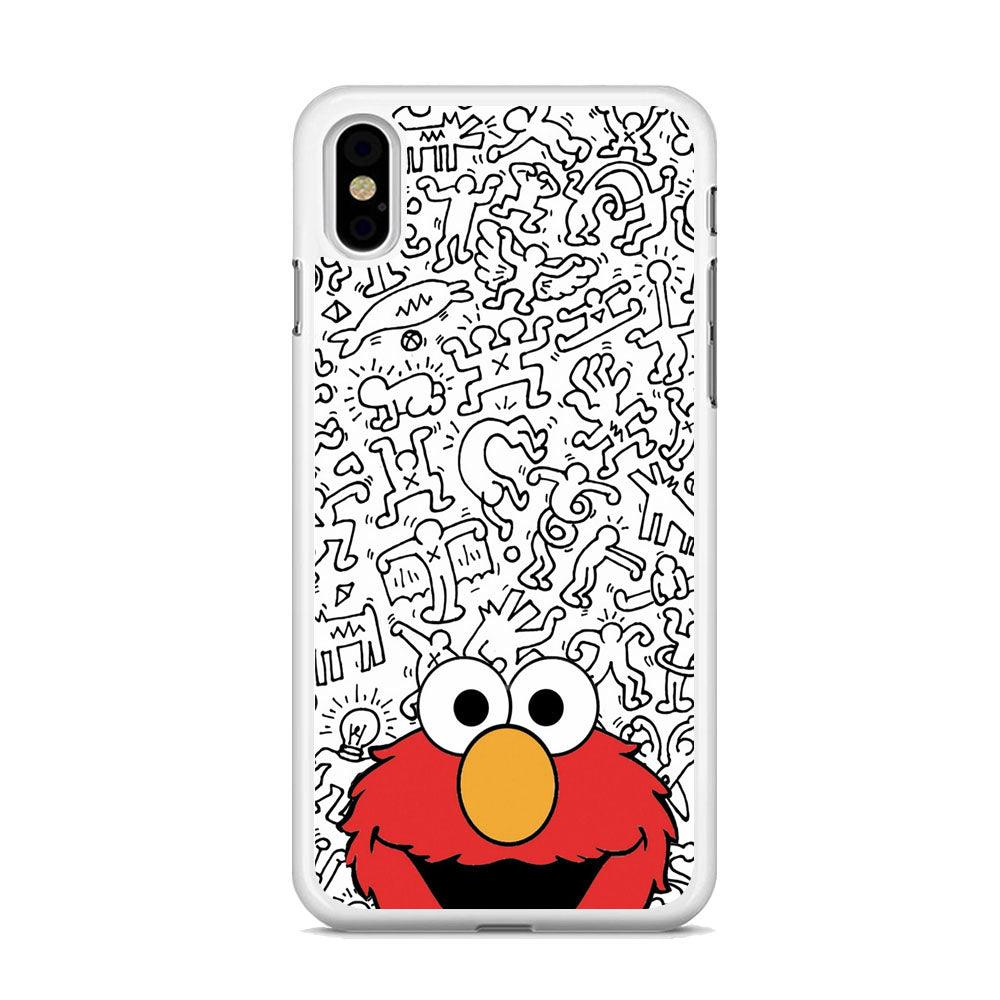 Elmo in Doodle Screen iPhone X Case-Oxvistore