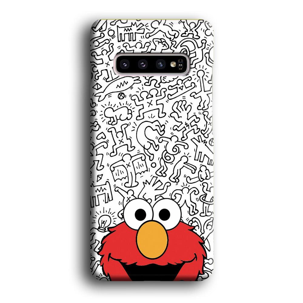 Elmo in Doodle Screen Samsung Galaxy S10 Case-Oxvistore