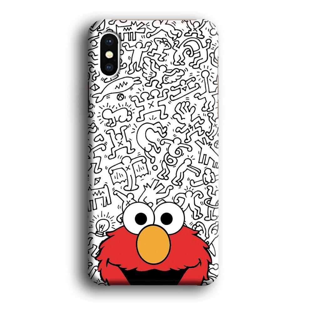 Elmo in Doodle Screen iPhone X Case-Oxvistore