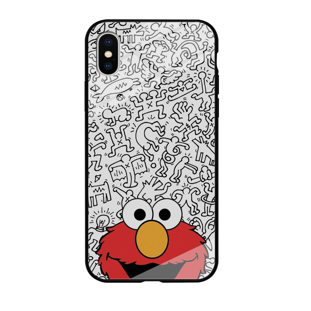 Elmo in Doodle Screen iPhone X Case-Oxvistore