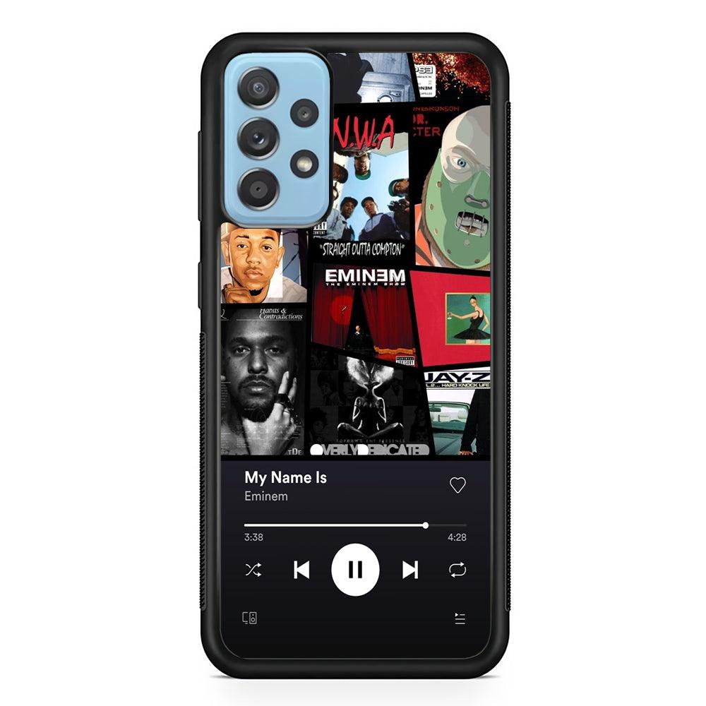 Eminem is My Playlist Samsung Galaxy A72 Case-Rubber Black (2D Case)-Oxvistore