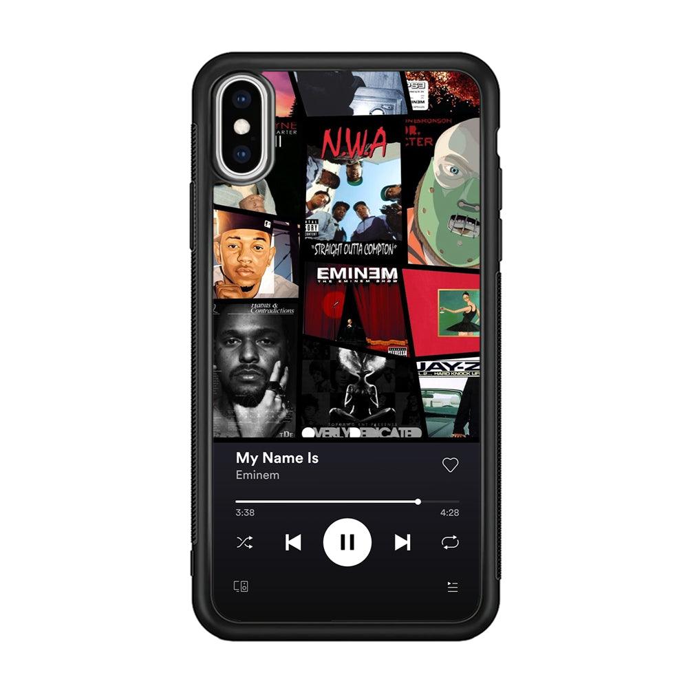 Eminem is My Playlist iPhone Xs Max Case-Rubber Black (2D Case)-Oxvistore