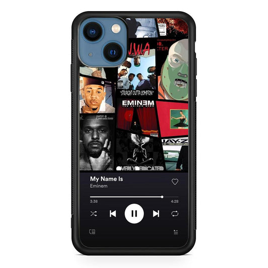 Eminem is My Playlist iPhone 14 Case-Rubber Black (2D Case)-Oxvistore