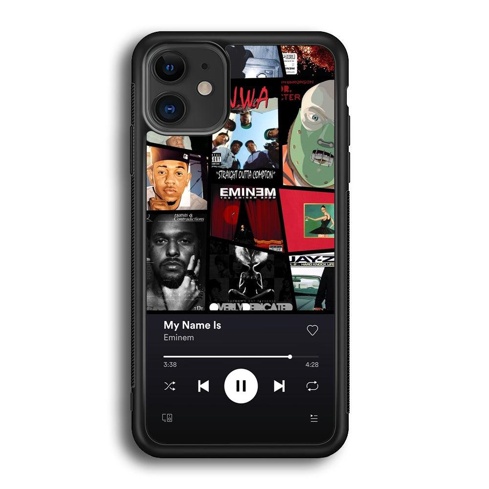 Eminem is My Playlist iPhone 12 Case-Rubber Black (2D Case)-Oxvistore
