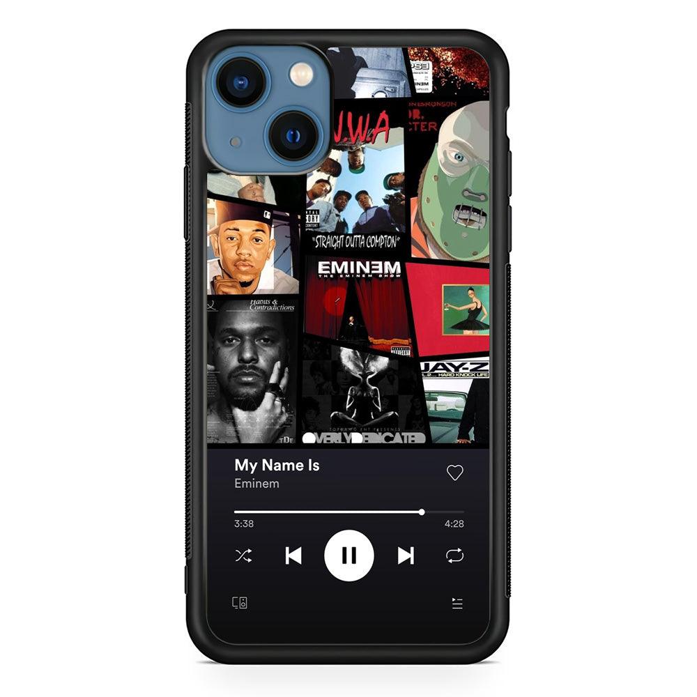 Eminem is My Playlist iPhone 15 Case-Rubber Black (2D Case)-Oxvistore