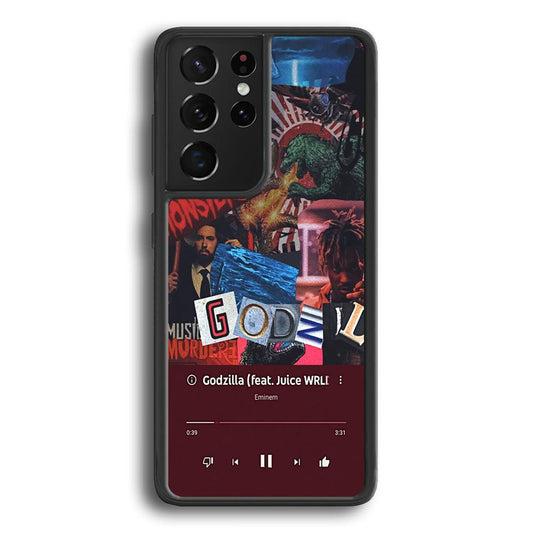 Eminem on Godzilla Frame Playlist Samsung Galaxy S21 Ultra Case-Rubber Black (2D Case)-Oxvistore
