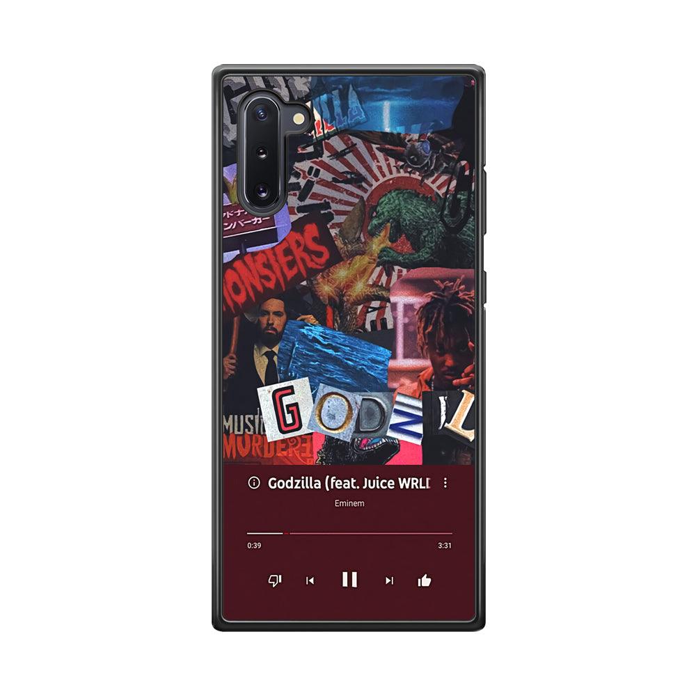 Eminem on Godzilla Frame Playlist Samsung Galaxy Note 10 Case-Rubber Black (2D Case)-Oxvistore