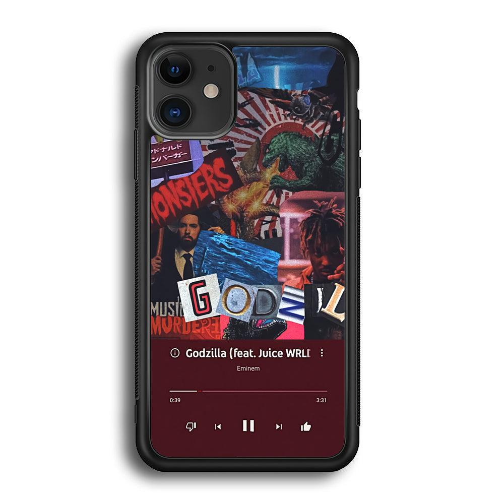 Eminem on Godzilla Frame Playlist iPhone 12 Case-Rubber Black (2D Case)-Oxvistore