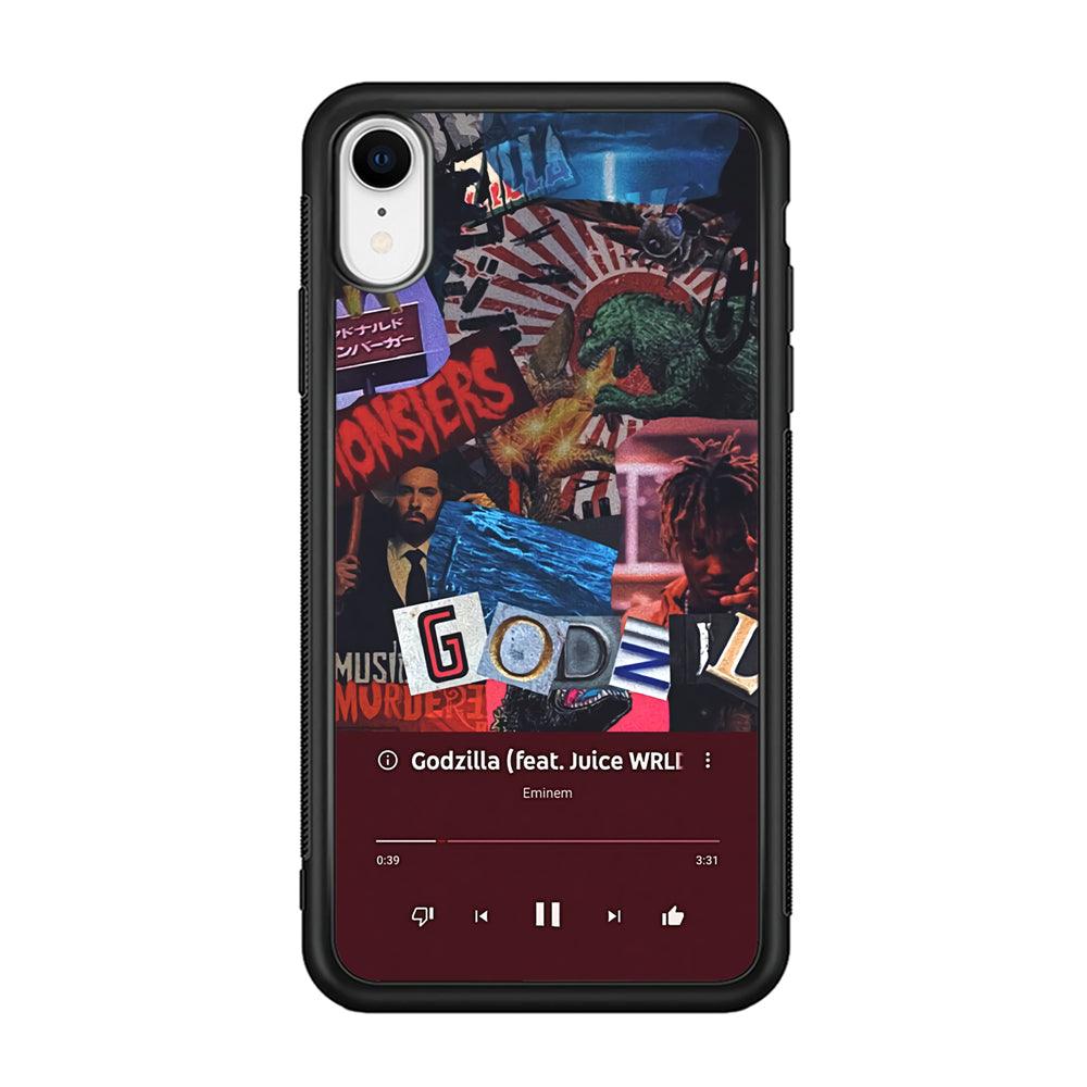 Eminem on Godzilla Frame Playlist iPhone XR Case-Rubber Black (2D Case)-Oxvistore