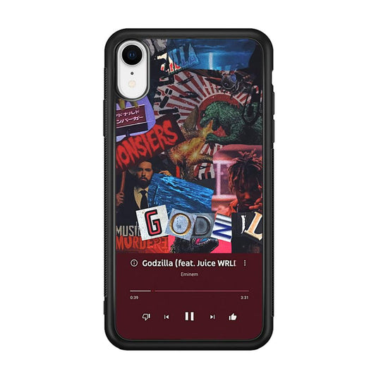 Eminem on Godzilla Frame Playlist iPhone XR Case-Rubber Black (2D Case)-Oxvistore
