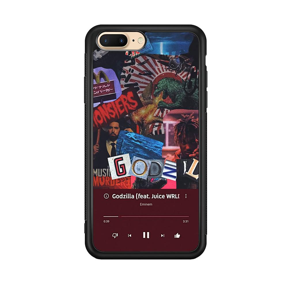 Eminem on Godzilla Frame Playlist iPhone 8 Plus Case-Rubber Black (2D Case)-Oxvistore