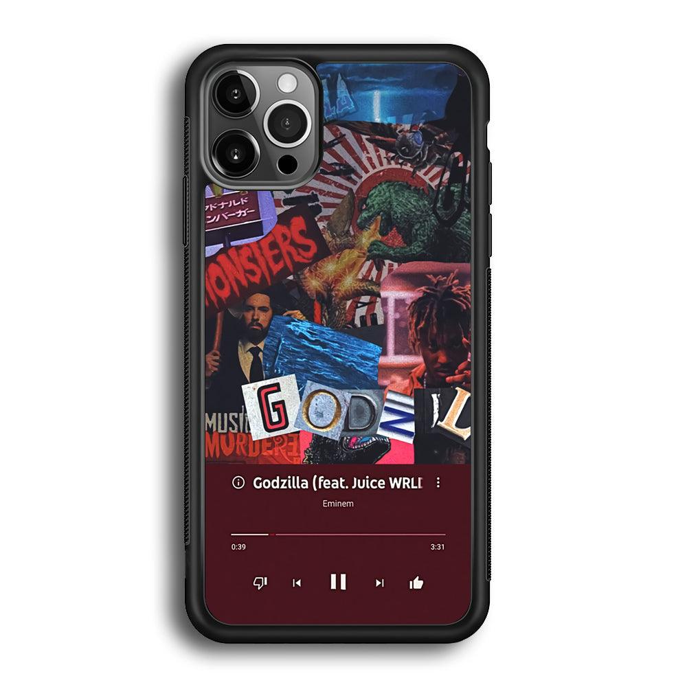 Eminem on Godzilla Frame Playlist iPhone 12 Pro Max Case-Rubber Black (2D Case)-Oxvistore