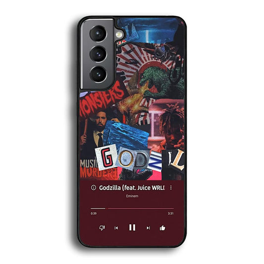Eminem on Godzilla Frame Playlist Samsung Galaxy S23 Plus Case-Rubber Black (2D Case)-Oxvistore