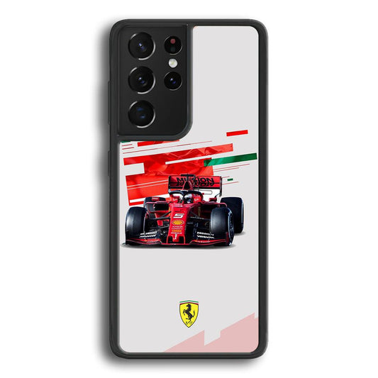 F1 Ferrari Vettel Samsung Galaxy S22 Ultra Case-Rubber Black (2D Case)-Oxvistore