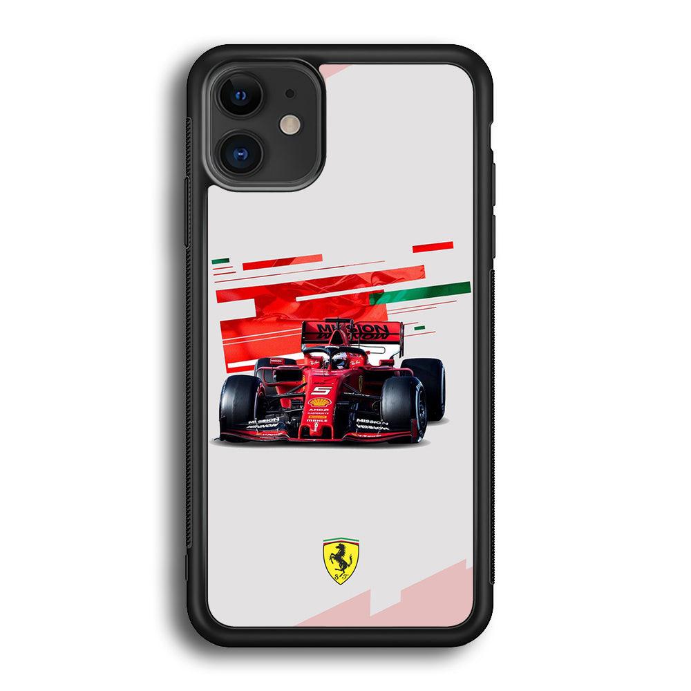 F1 Ferrari Vettel iPhone 12 Case-Rubber Black (2D Case)-Oxvistore