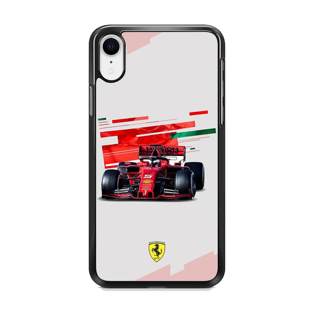 F1 Ferrari Vettel iPhone XR Case-Rubber Black (2D Case)-Oxvistore