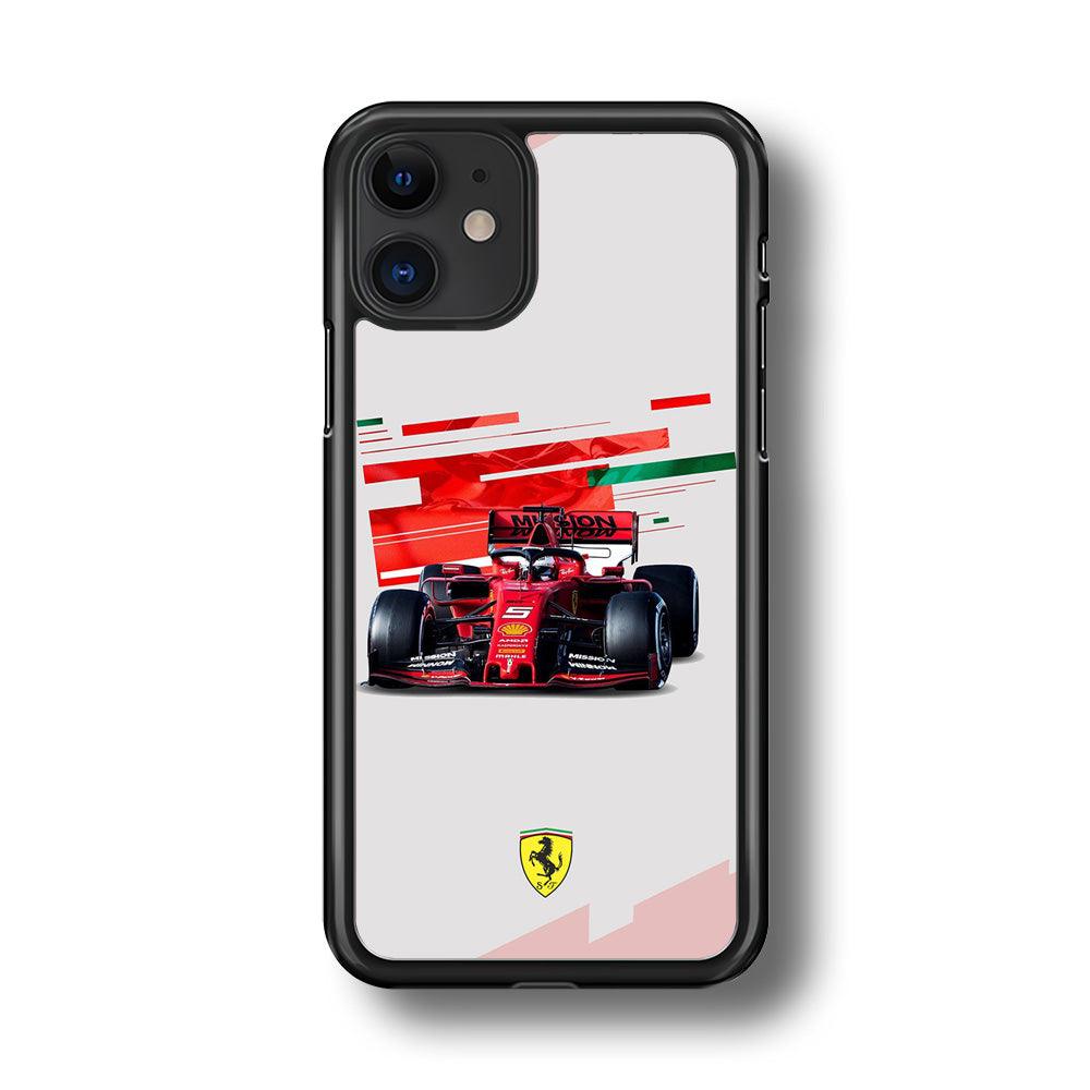 F1 Ferrari Vettel iPhone 11 Case-Rubber Black (2D Case)-Oxvistore