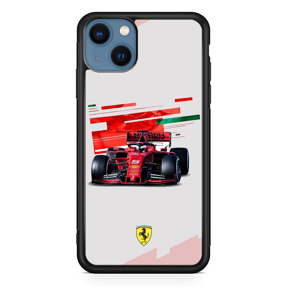 F1 Ferrari Vettel iPhone 15 Plus Case-Rubber Black (2D Case)-Oxvistore