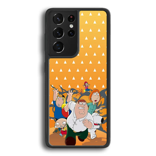Family Guy Run for Counter Attack Samsung Galaxy S23 Ultra Case-Rubber Black (2D Case)-Oxvistore