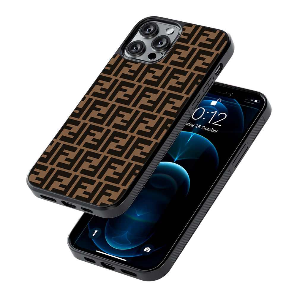 Fendi Brown Form 2D Rubber Phone Case-Oxvistore