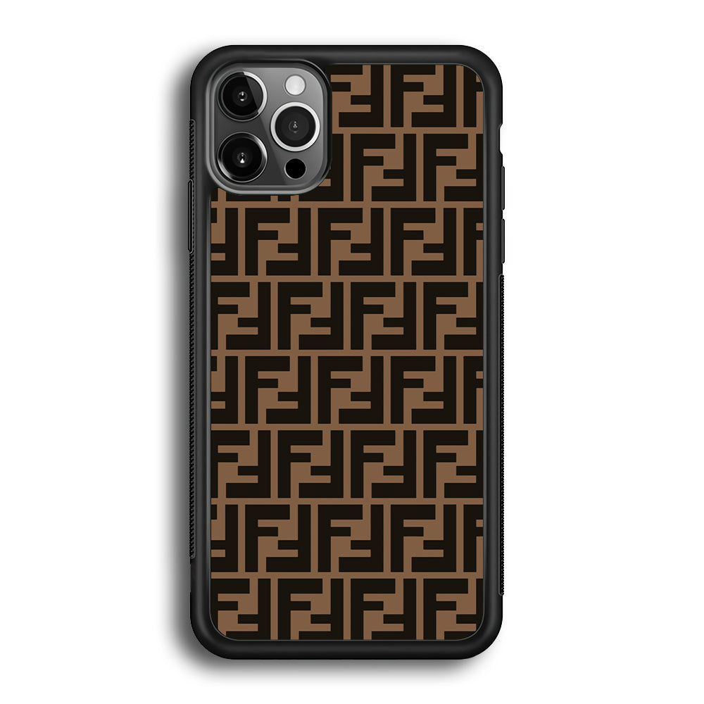 Fendi Brown Form iPhone 12 Pro Case-Rubber Black (2D Case)-Oxvistore