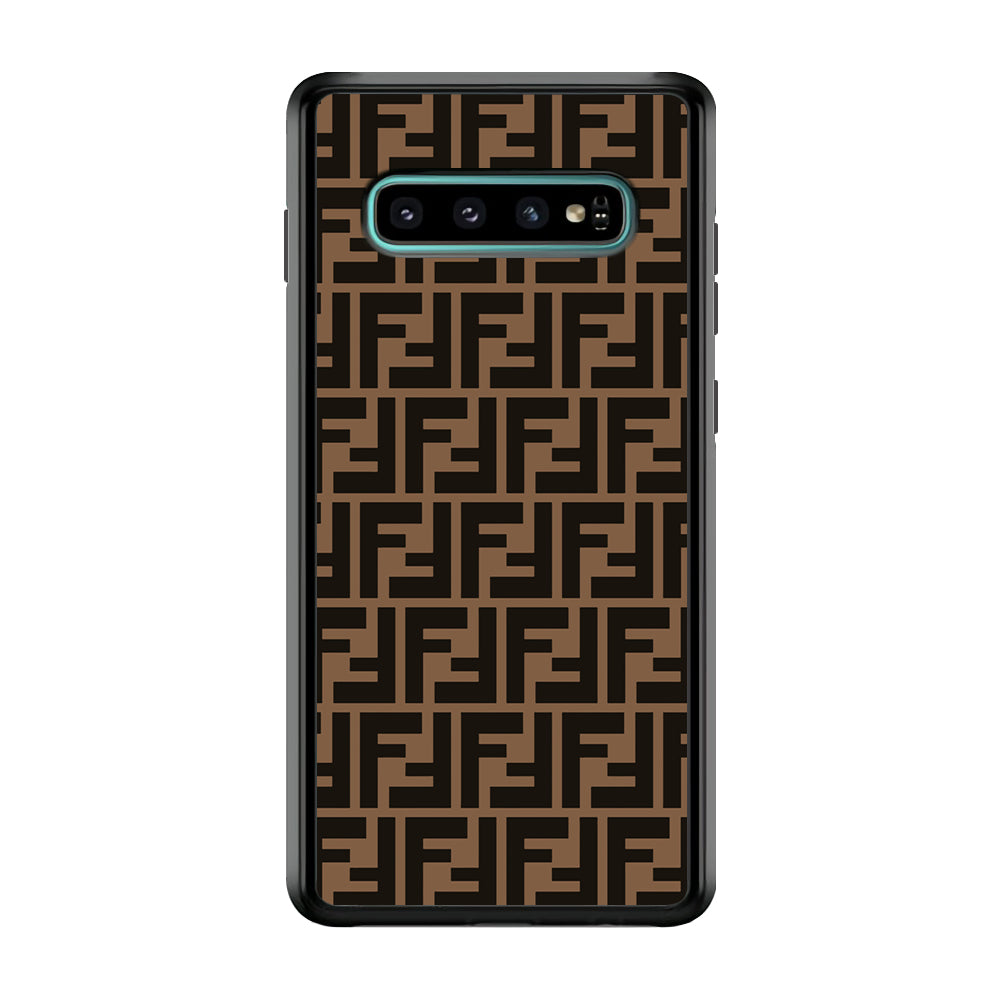 Fendi Brown Form Samsung Galaxy S10 Case-Rubber White (2D Case)-Oxvistore