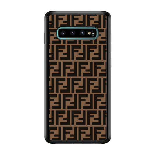 Fendi Brown Form Samsung Galaxy S10 Case-Rubber White (2D Case)-Oxvistore