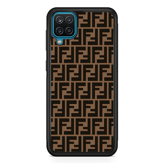 Fendi Brown Form Samsung Galaxy A12 Case-Rubber Black (2D Case)-Oxvistore