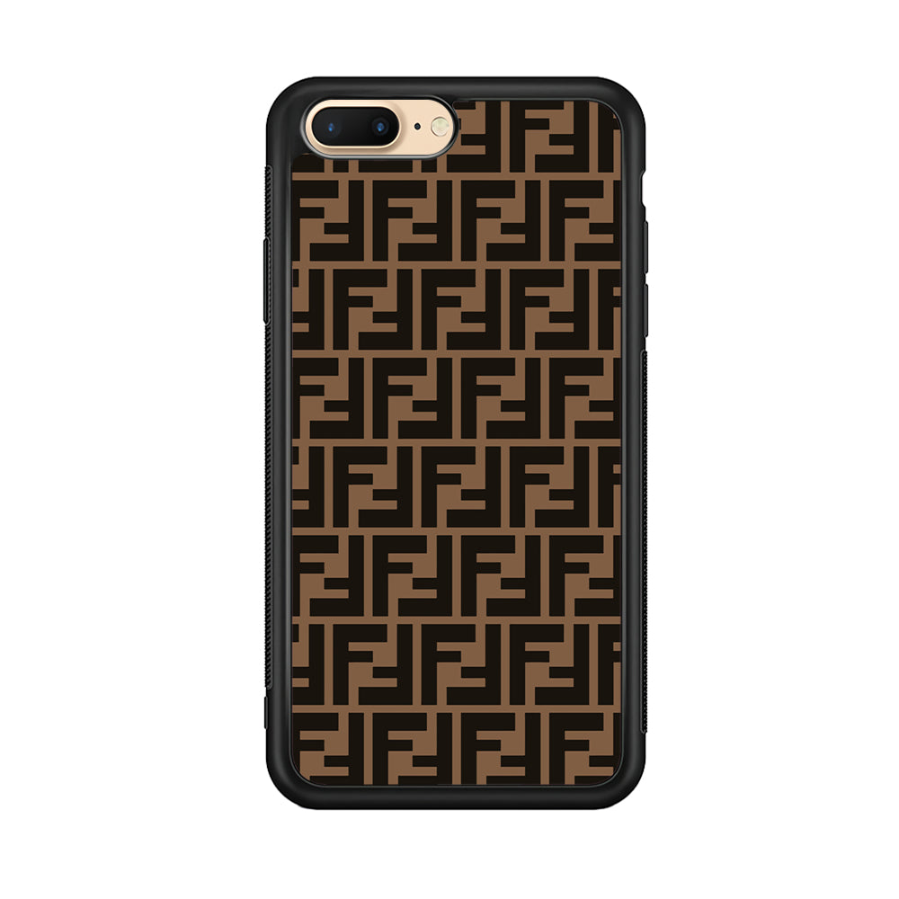 Fendi Brown Form iPhone 8 Plus Case-Rubber Black (2D Case)-Oxvistore