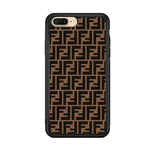 Fendi Brown Form iPhone 8 Plus Case-Rubber Black (2D Case)-Oxvistore