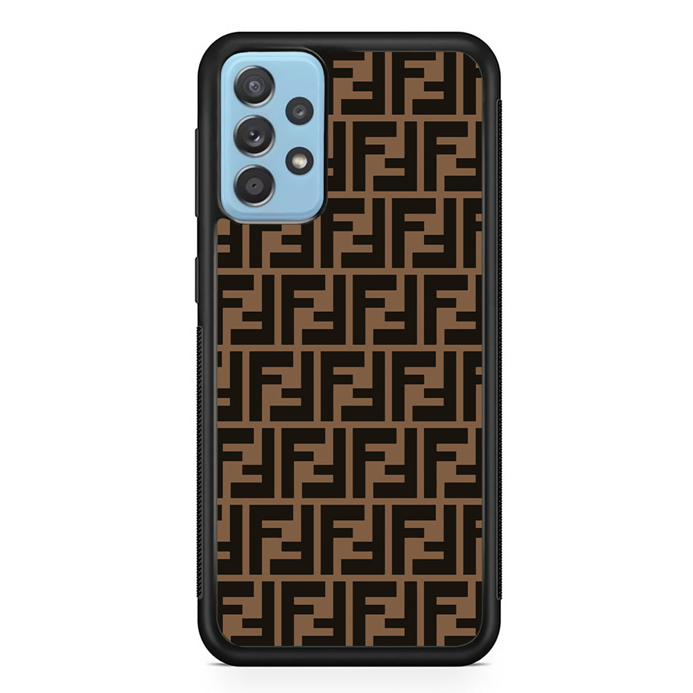 Fendi Brown Form Samsung Galaxy A72 Case-Rubber Black (2D Case)-Oxvistore