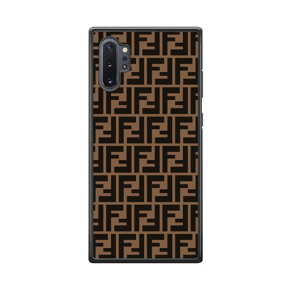 Fendi Brown Form Samsung Galaxy Note 10 Plus Case-Rubber Black (2D Case)-Oxvistore