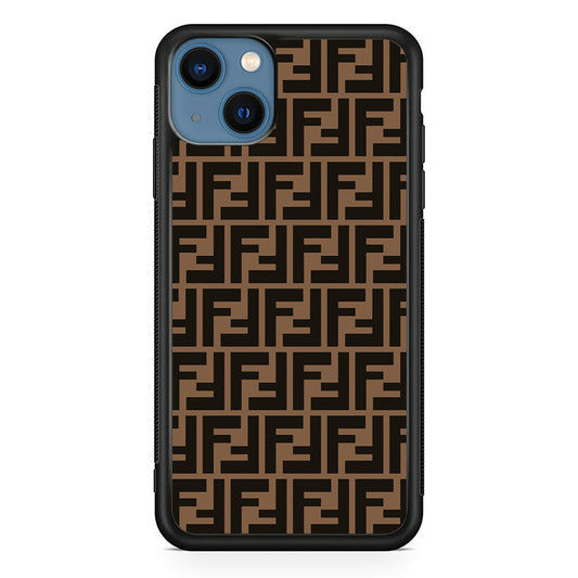 Fendi Brown Form iPhone 14 Plus Case-Rubber Black (2D Case)-Oxvistore
