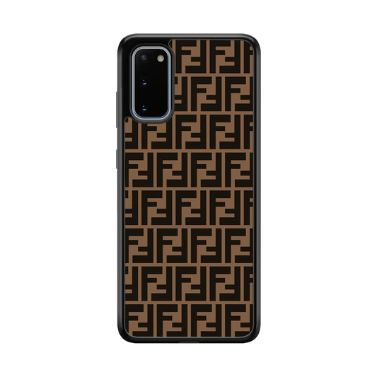 Fendi Brown Form Samsung Galaxy S20 Case-Rubber Black (2D Case)-Oxvistore
