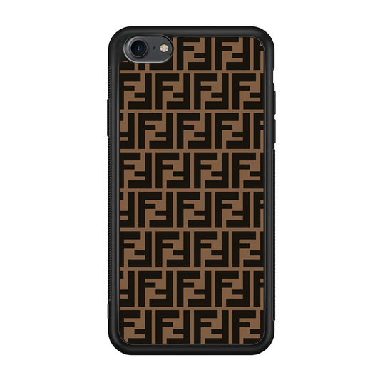 Fendi Brown Form iPhone 8 Case-Rubber Black (2D Case)-Oxvistore