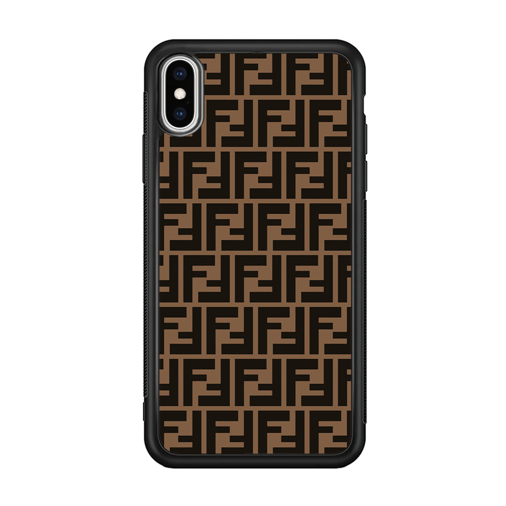 Fendi Brown Form iPhone Xs Max Case-Rubber Black (2D Case)-Oxvistore