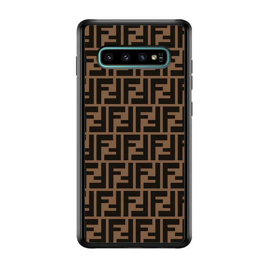 Fendi Brown Form Samsung Galaxy S10 Plus Case-Rubber White (2D Case)-Oxvistore