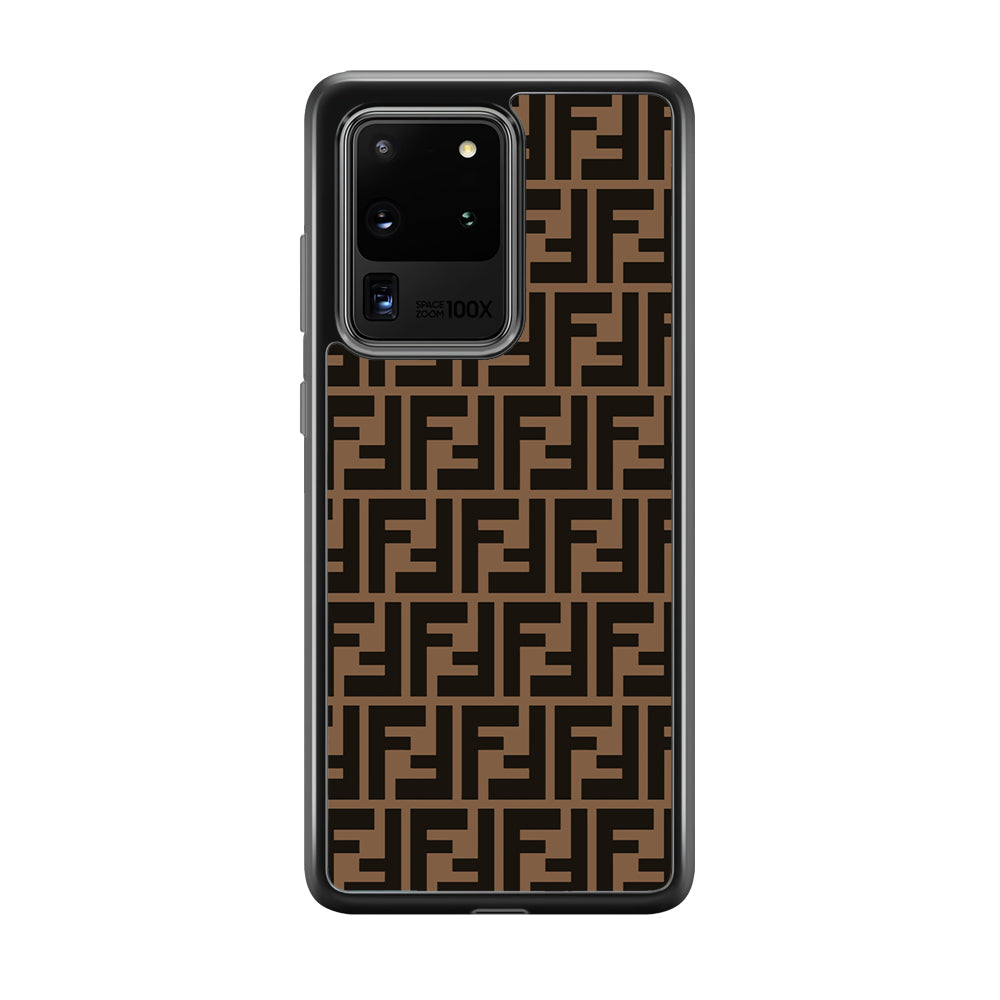 Fendi Brown Form Samsung Galaxy S20 Ultra Case-Rubber Black (2D Case)-Oxvistore