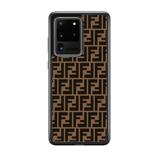 Fendi Brown Form Samsung Galaxy S20 Ultra Case-Rubber Black (2D Case)-Oxvistore