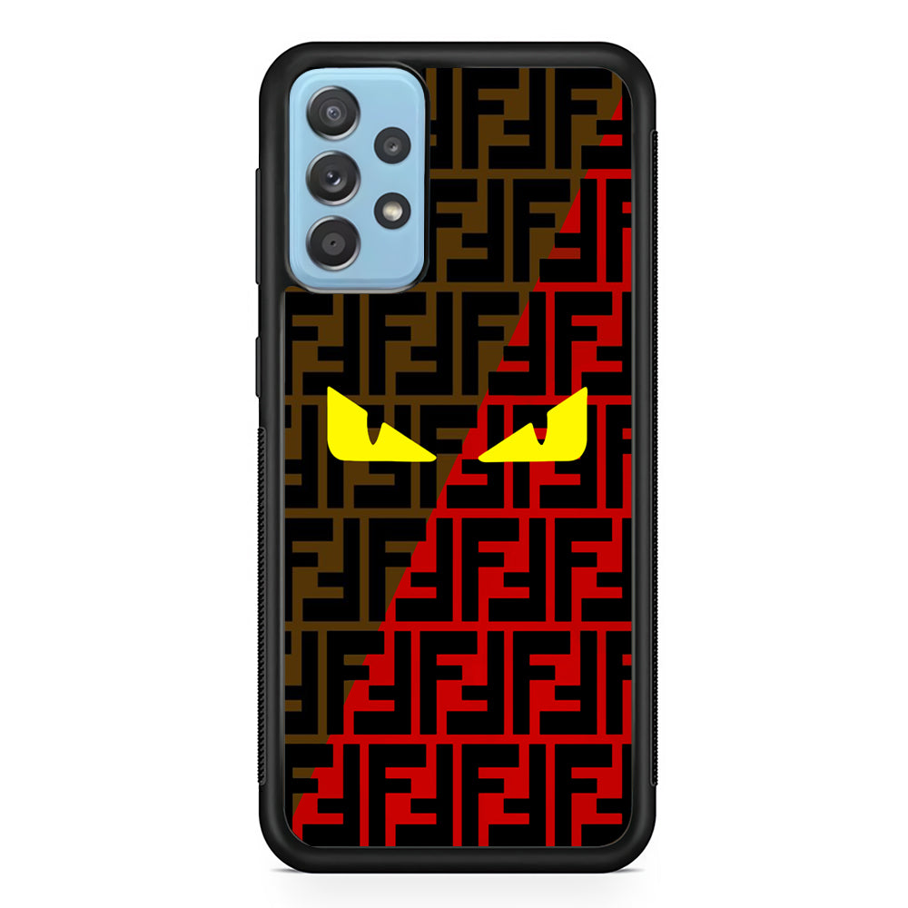 Fendi Choco Red Samsung Galaxy A52 Case-Rubber Black (2D Case)-Oxvistore