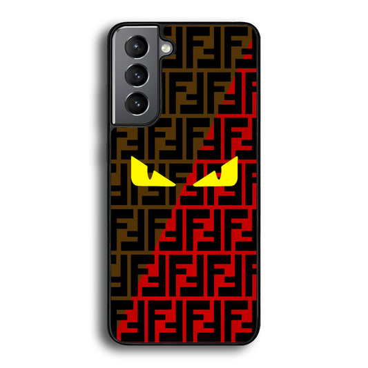 Fendi Choco Red Samsung Galaxy S21 Case-Rubber Black (2D Case)-Oxvistore